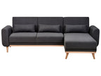 Corner Sofa Bed OLLSTA Fabric Black 3 Seater Left Hand