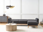 Corner Sofa Bed OLLSTA Fabric Black 3 Seater Left Hand