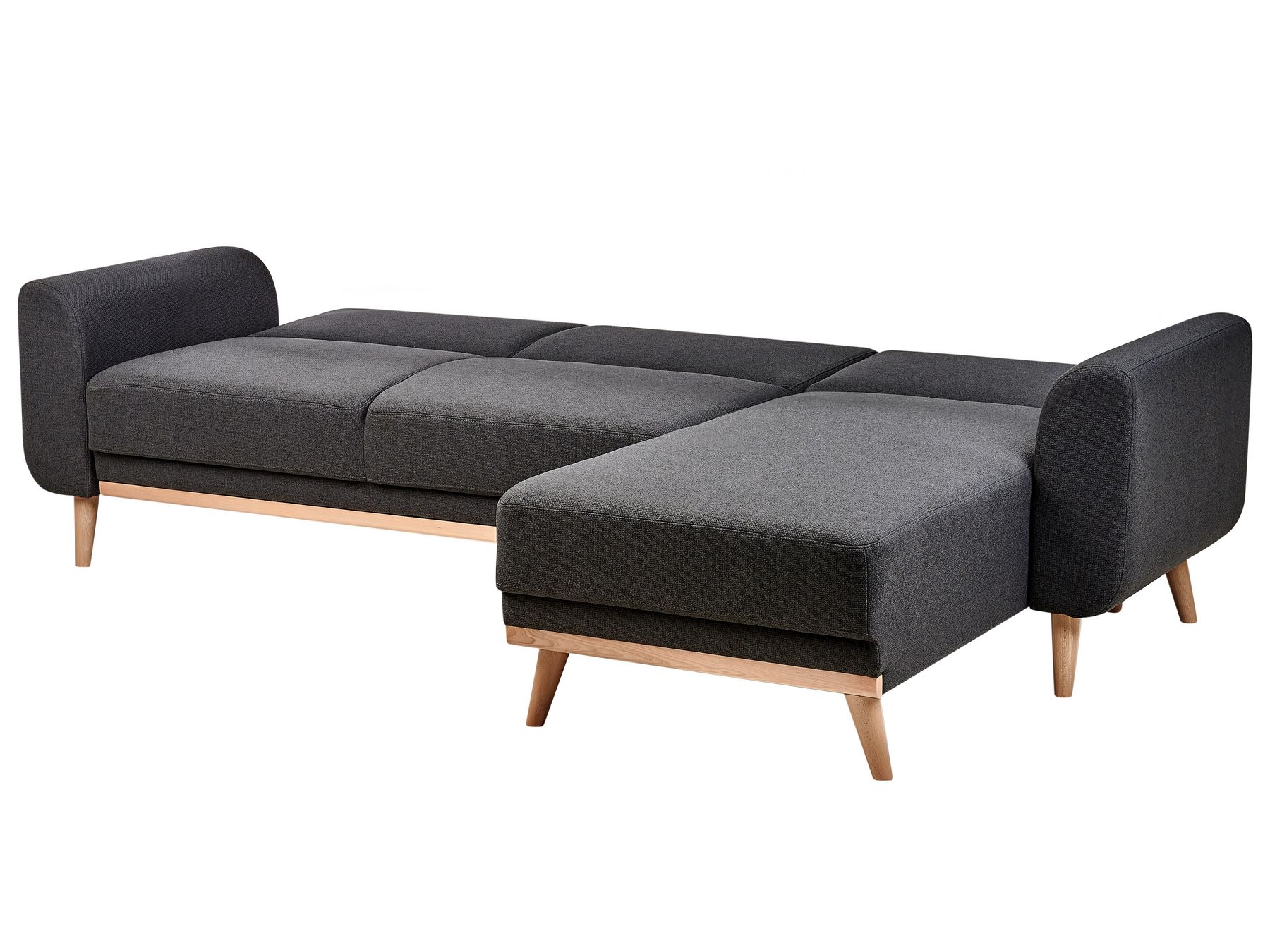 Corner Sofa Bed OLLSTA Fabric Black 3 Seater Left Hand