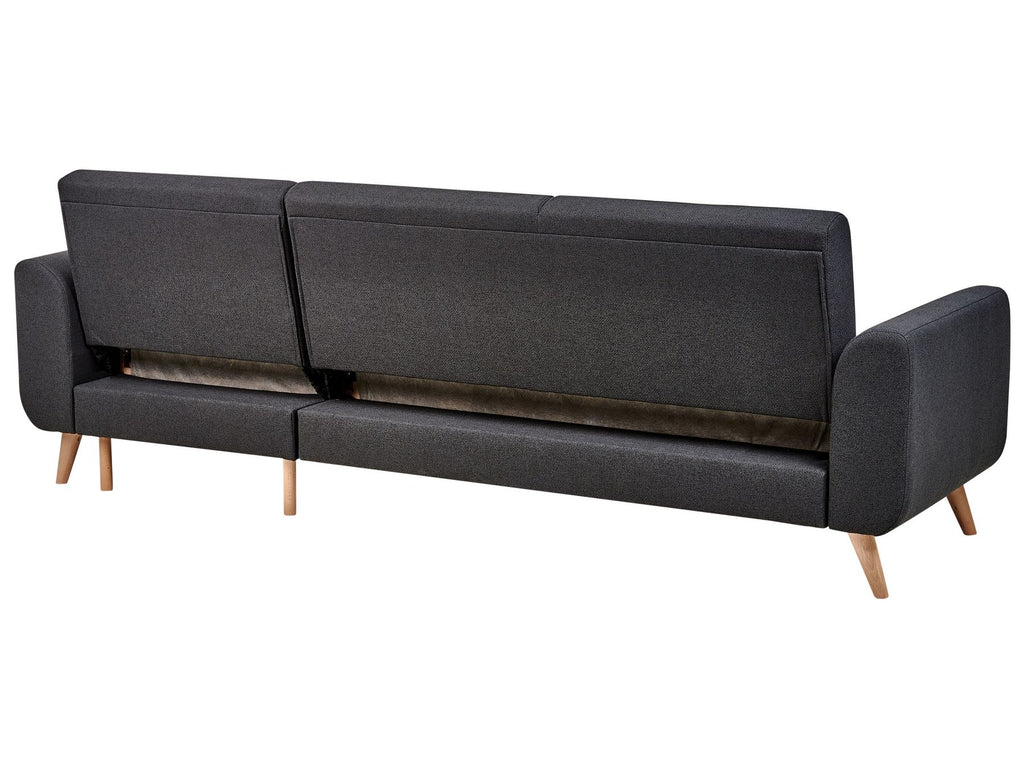 Corner Sofa Bed OLLSTA Fabric Black 3 Seater Left Hand