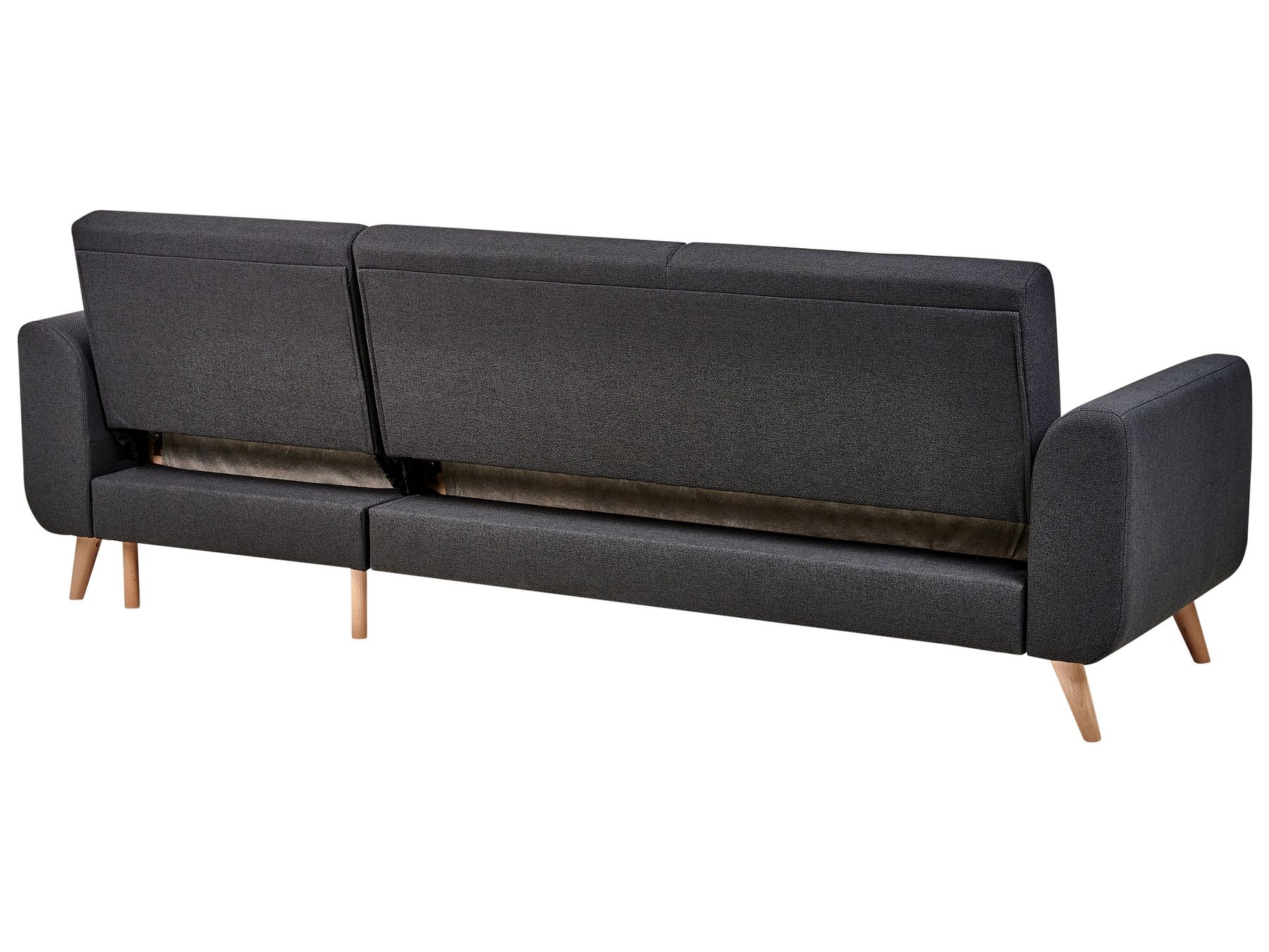 Corner Sofa Bed OLLSTA Fabric Black 3 Seater Left Hand
