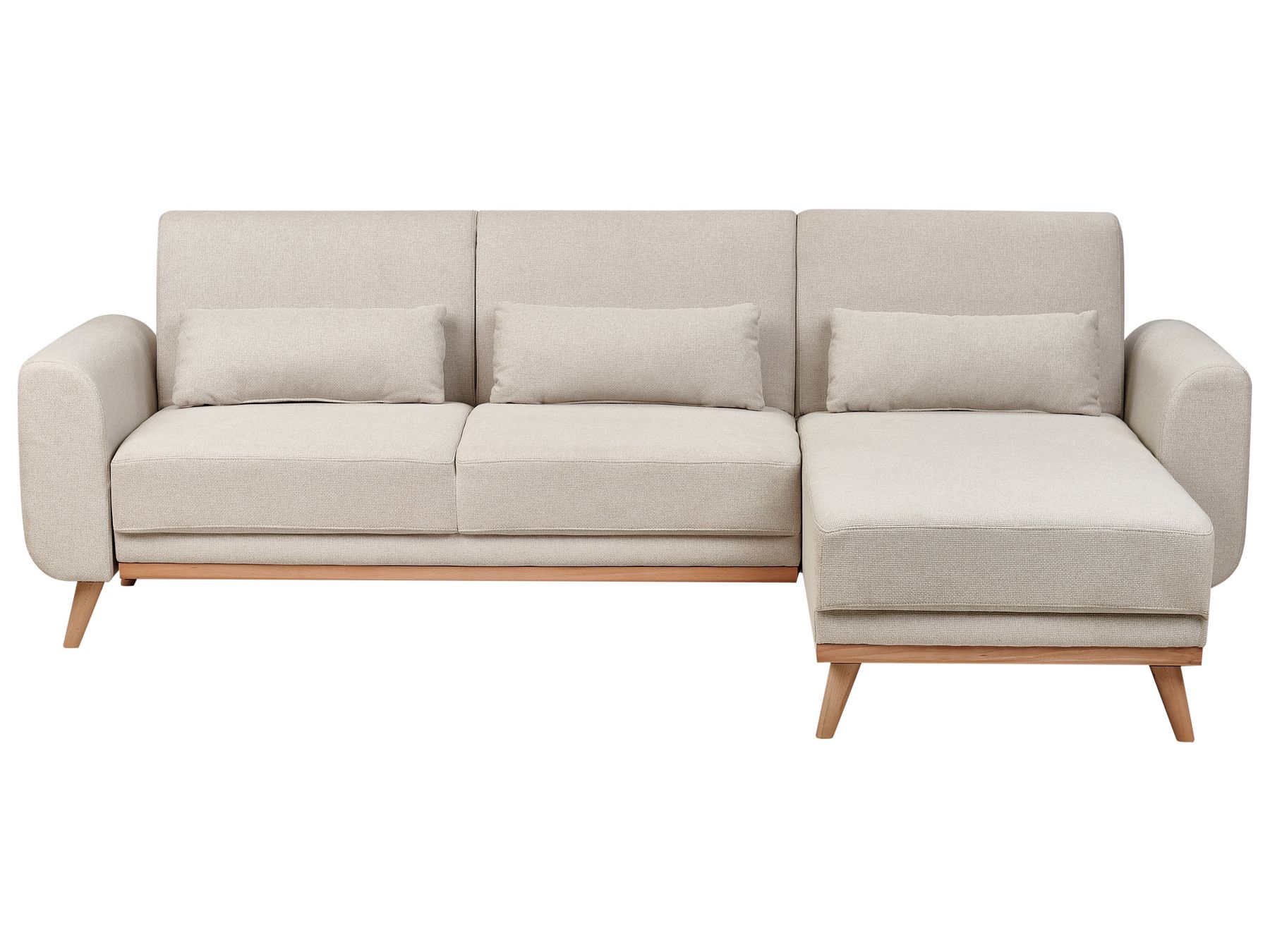 Corner Sofa Bed OLLSTA Fabric Light Beige 3 Seater Left Hand