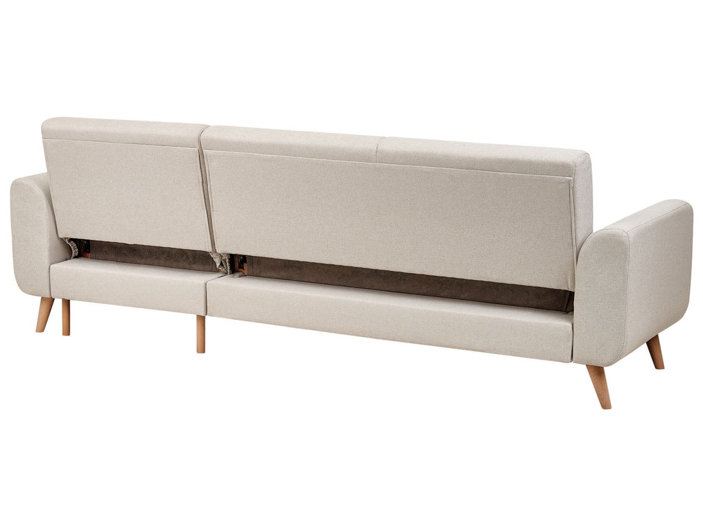 Corner Sofa Bed OLLSTA Fabric Light Beige 3 Seater Left Hand