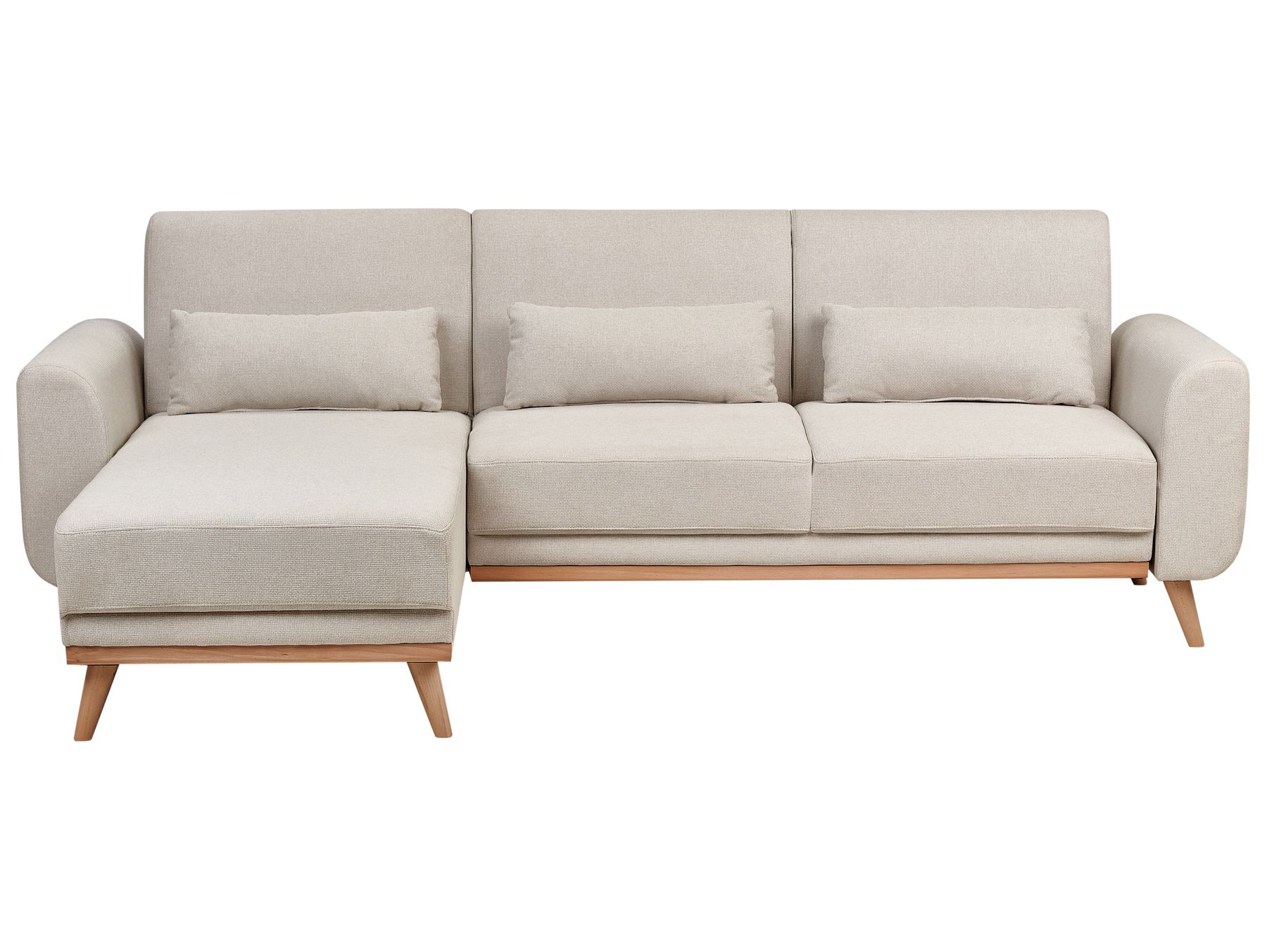 Corner Sofa Bed OLLSTA Fabric Light Beige 3 Seater Right Hand