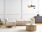 Corner Sofa Bed OLLSTA Fabric Light Beige 3 Seater Right Hand