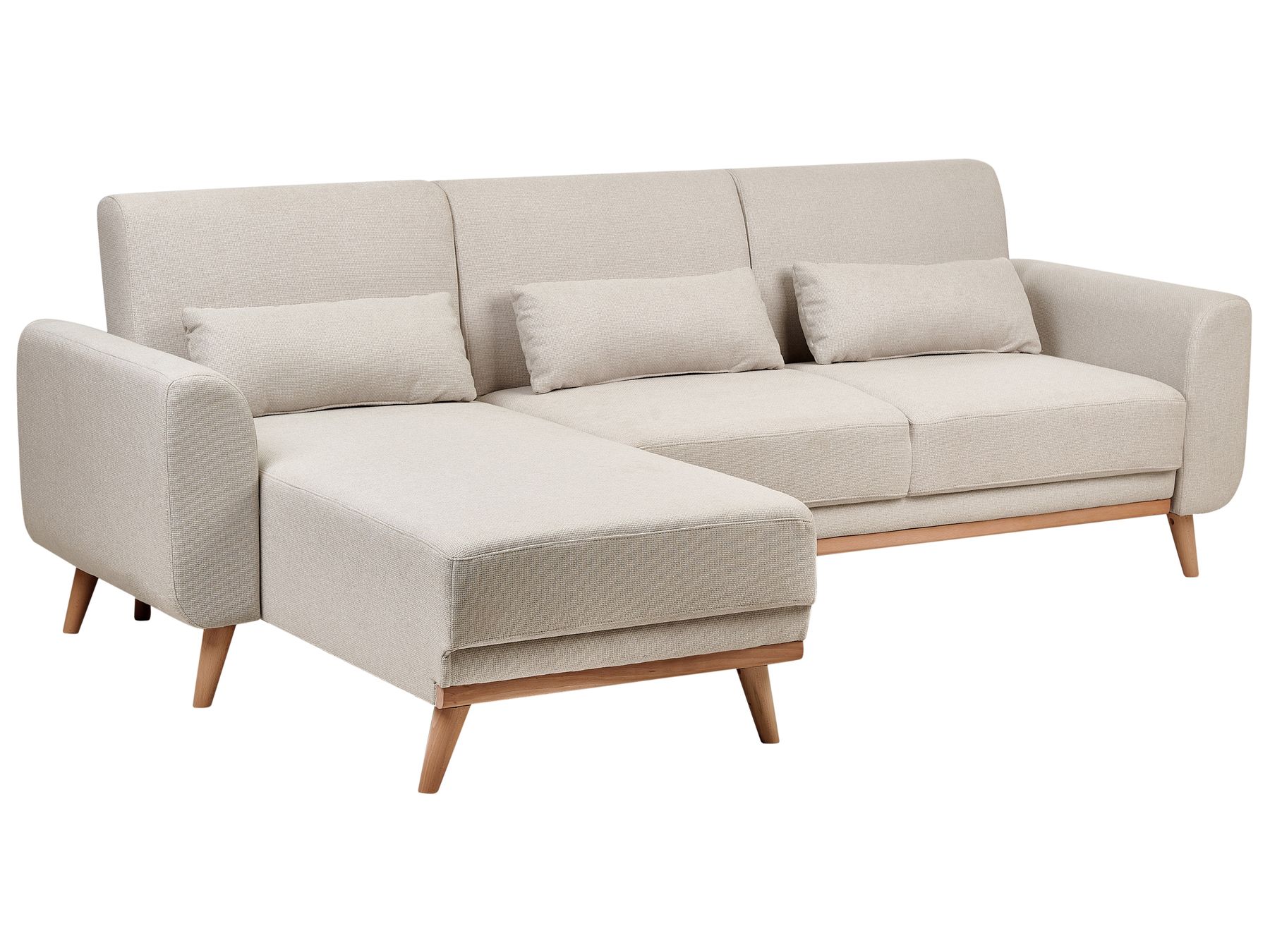 Corner Sofa Bed OLLSTA Fabric Light Beige 3 Seater Right Hand