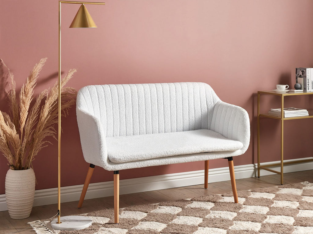 2 Seater Boucle Kitchen Sofa Off-White TABY
