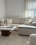 Corner Sofa Bed ABACKA Corduroy Off-White 3 Seater Left Hand