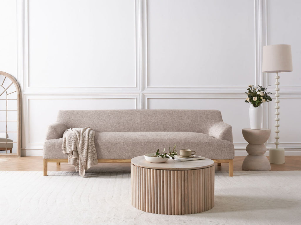 3 Seater Fabric Sofa Light Brown SOSJO