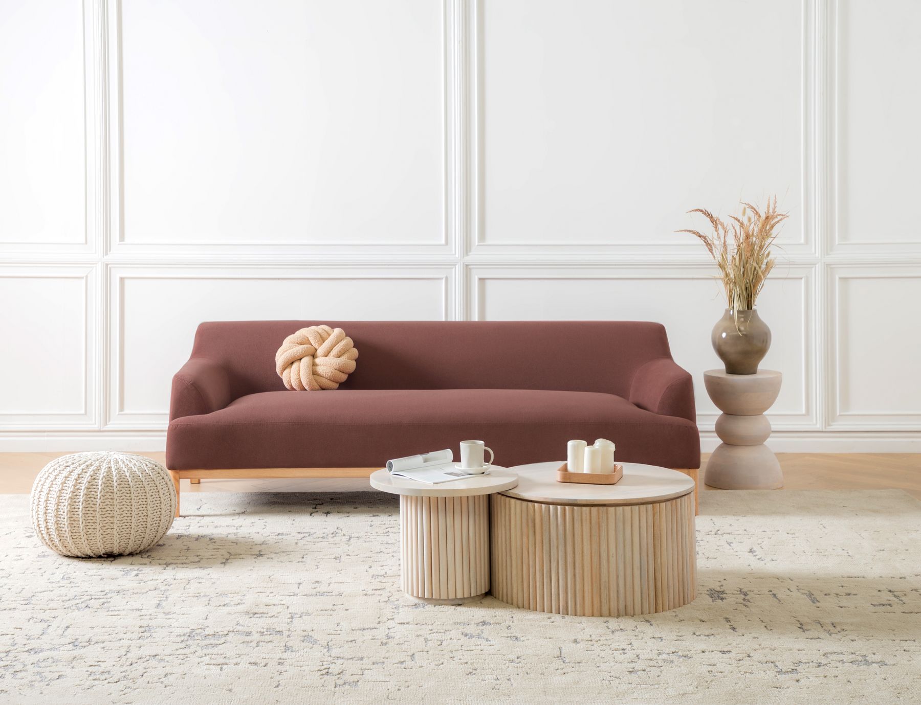 3 Seater Fabric Sofa Burgundy SOSJO