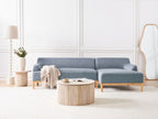 Corner Sofa SOSJO Fabric Blue 3 Seater Left Hand