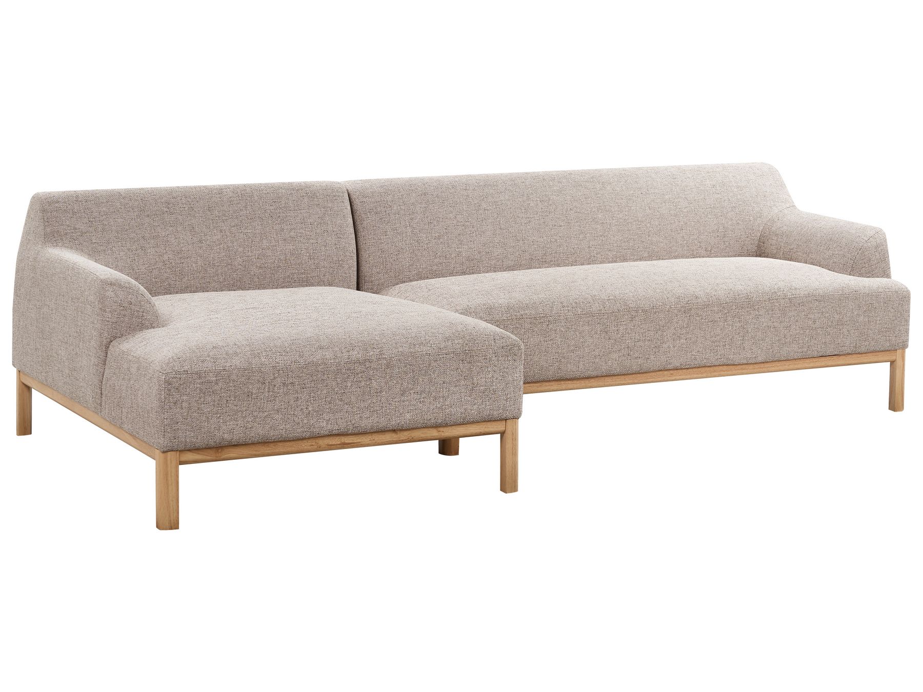 Corner Sofa SOSJO Fabric Light Brown 3 Seater Right Hand