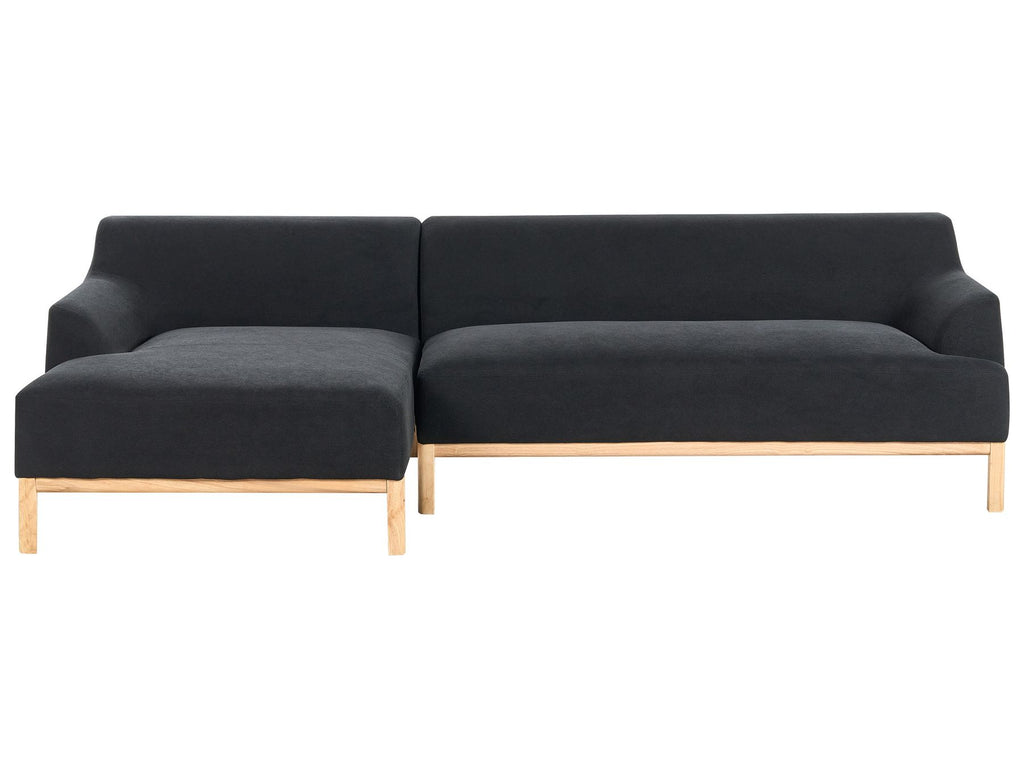 Corner Sofa SOSJO Fabric Black 3 Seater Right Hand