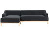 Corner Sofa Fabric Black 3 Seater Right Hand