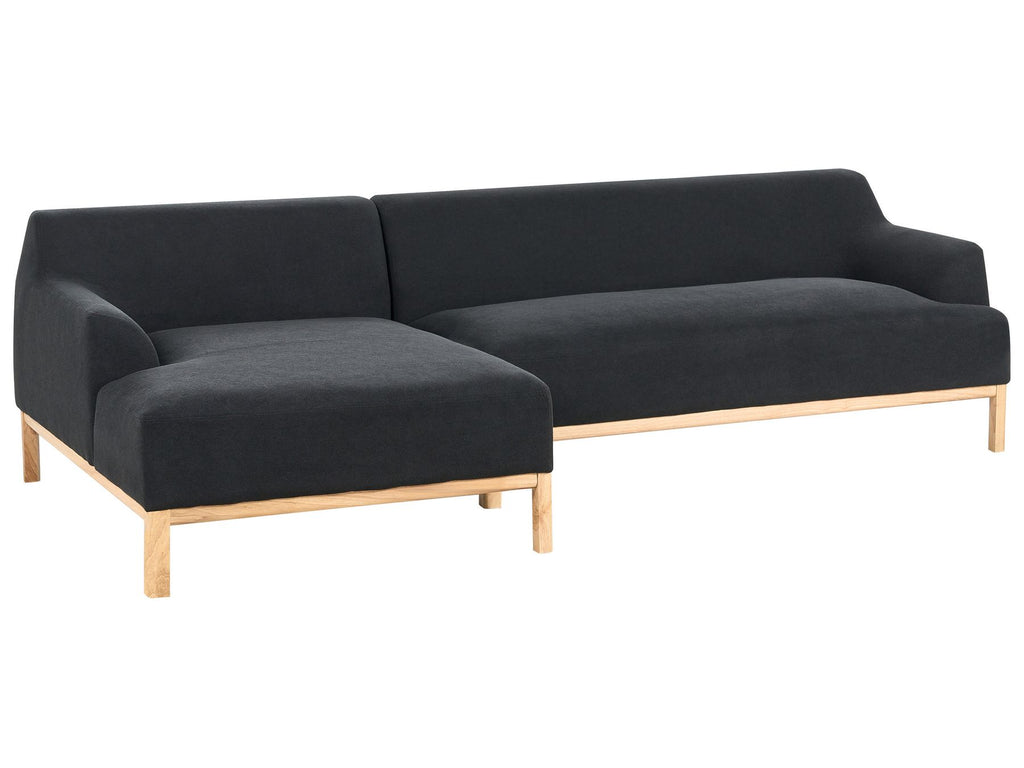 Corner Sofa SOSJO Fabric Black 3 Seater Right Hand