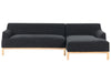 Corner Sofa Fabric Black 3 Seater Left Hand