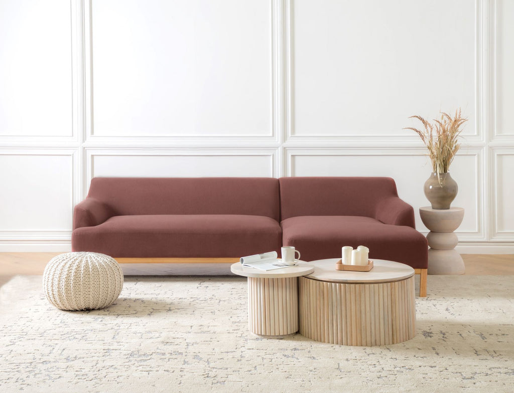 Corner Sofa SOSJO Fabric Burgundy 3 Seater Left Hand