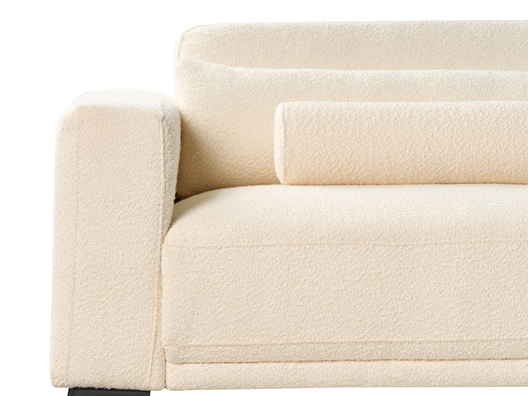 3 Seater Boucle Sofa Off-White ANGE