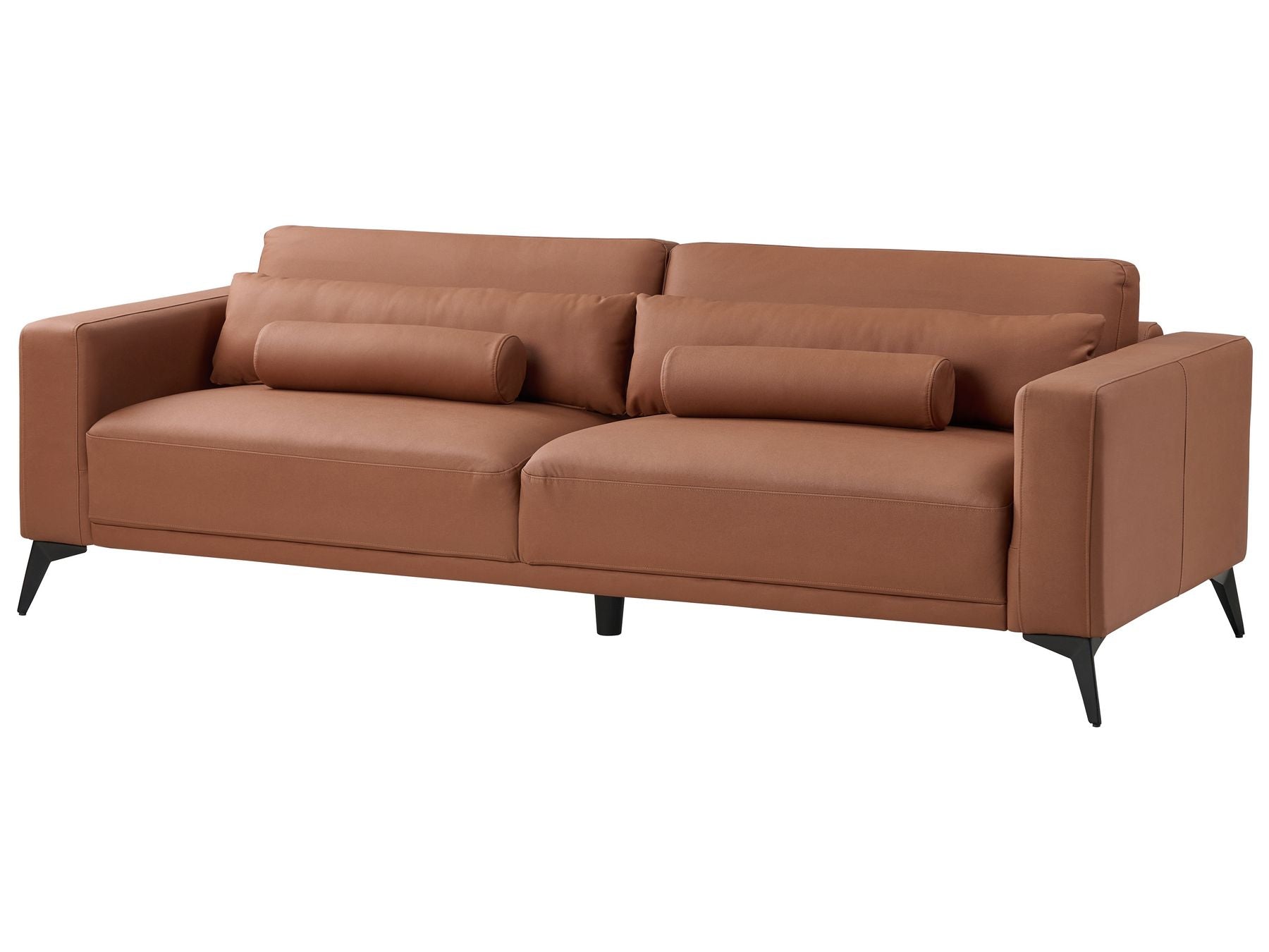 3 Seater Faux Leather Sofa Brown ANGE