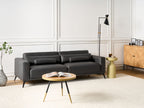 3 Seater Faux Leather Sofa Black ANGE