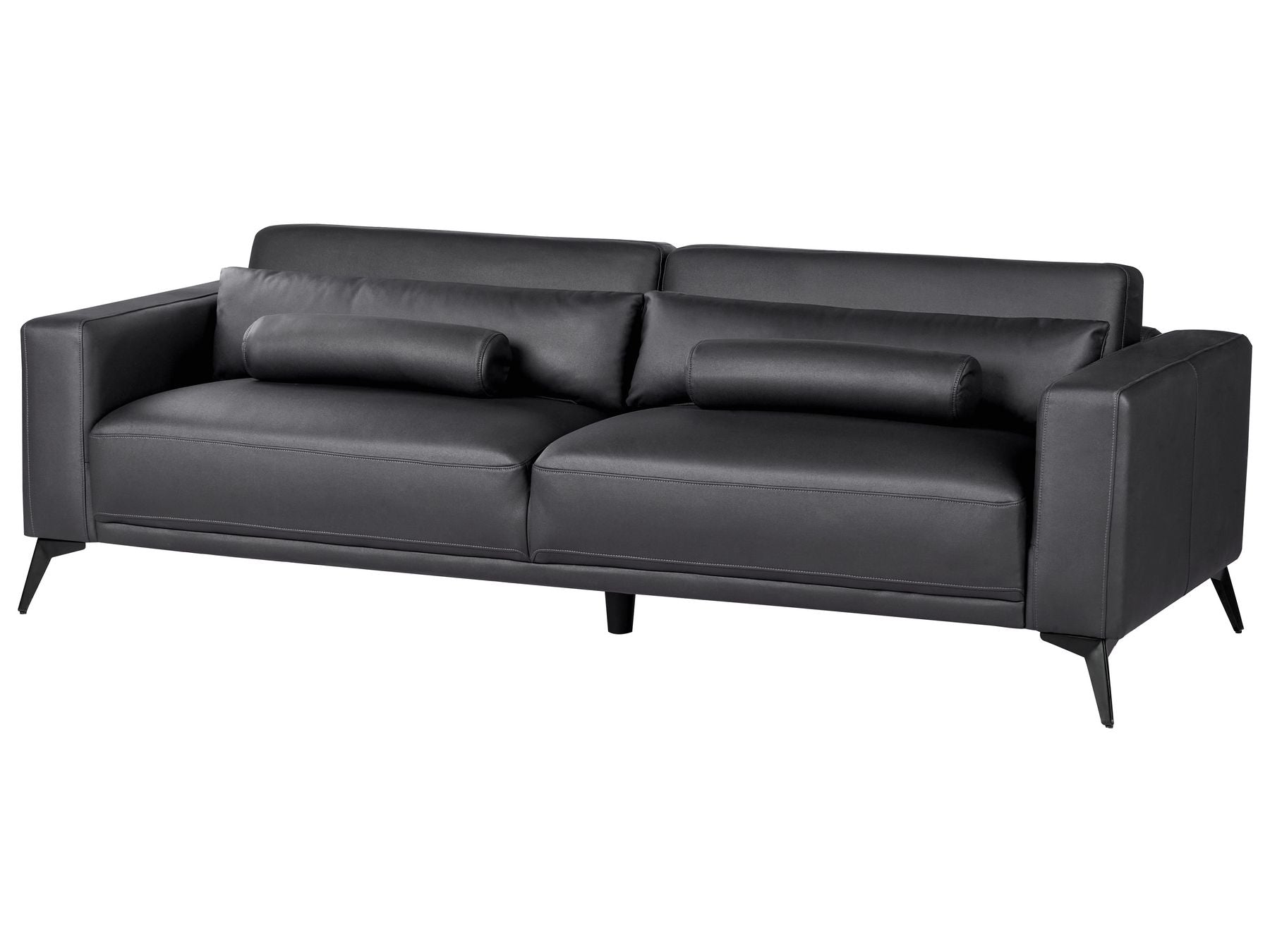 3 Seater Faux Leather Sofa Black ANGE