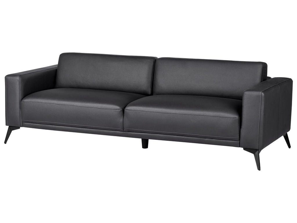 3 Seater Faux Leather Sofa Black ANGE