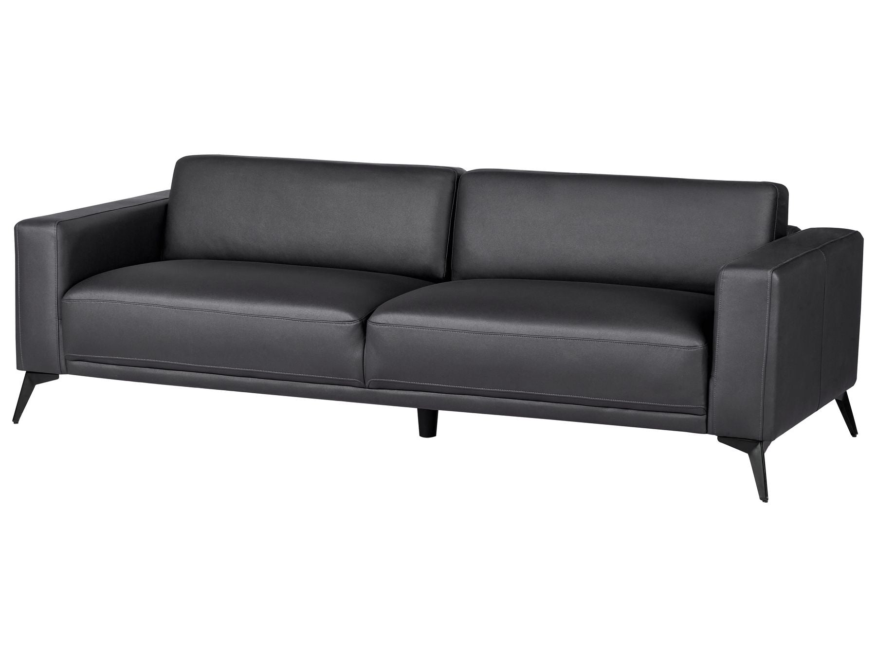 3 Seater Faux Leather Sofa Black ANGE