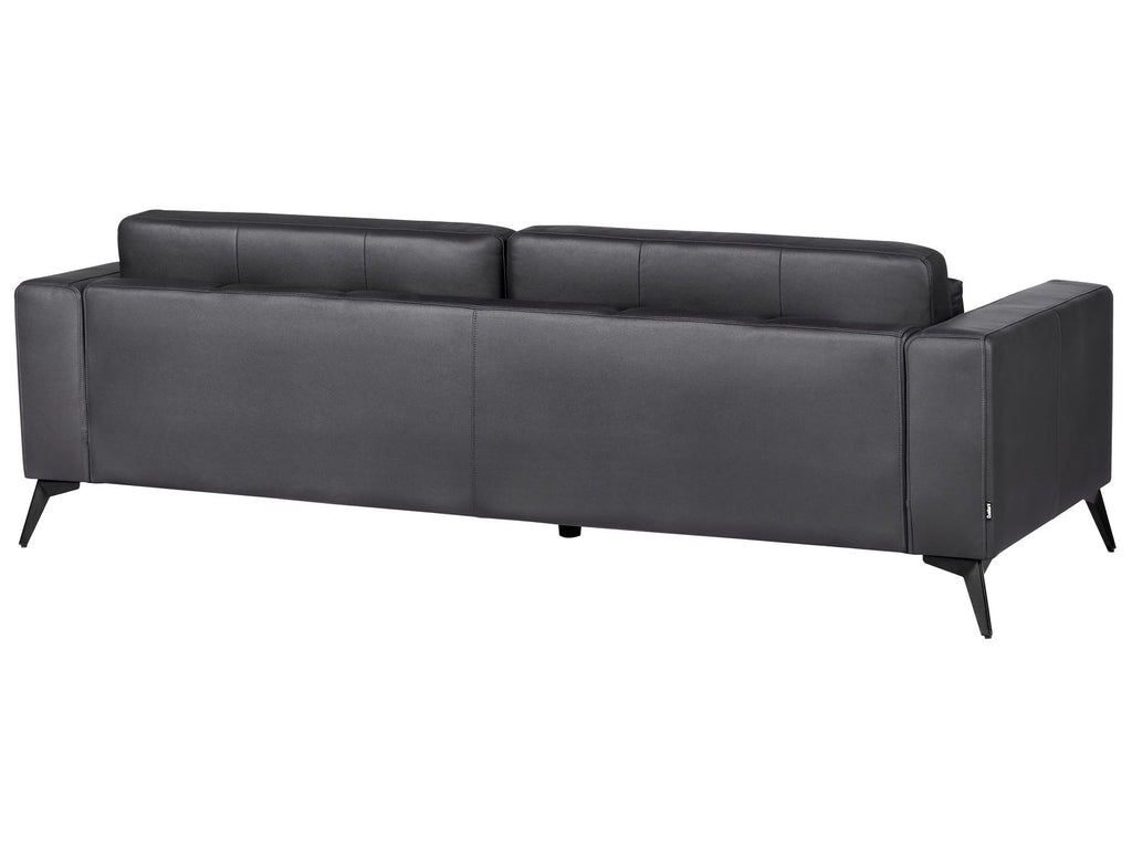 3 Seater Faux Leather Sofa Black ANGE