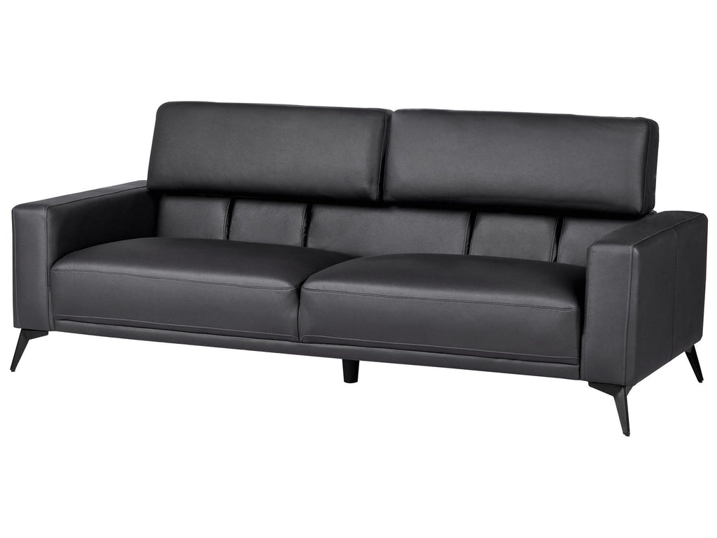 3 Seater Faux Leather Sofa Black ANGE