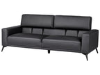3 Seater Faux Leather Sofa Black ANGE
