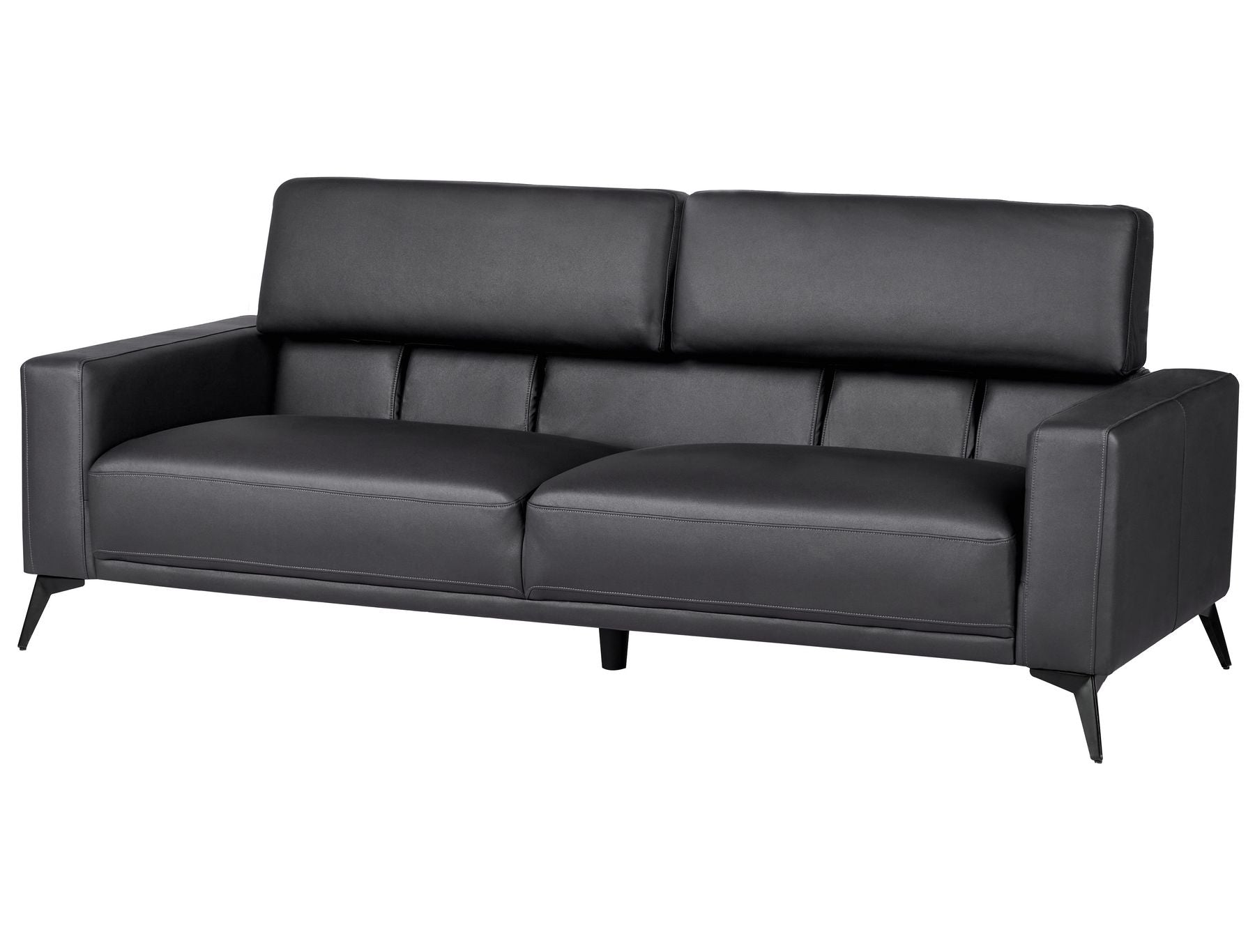 3 Seater Faux Leather Sofa Black ANGE