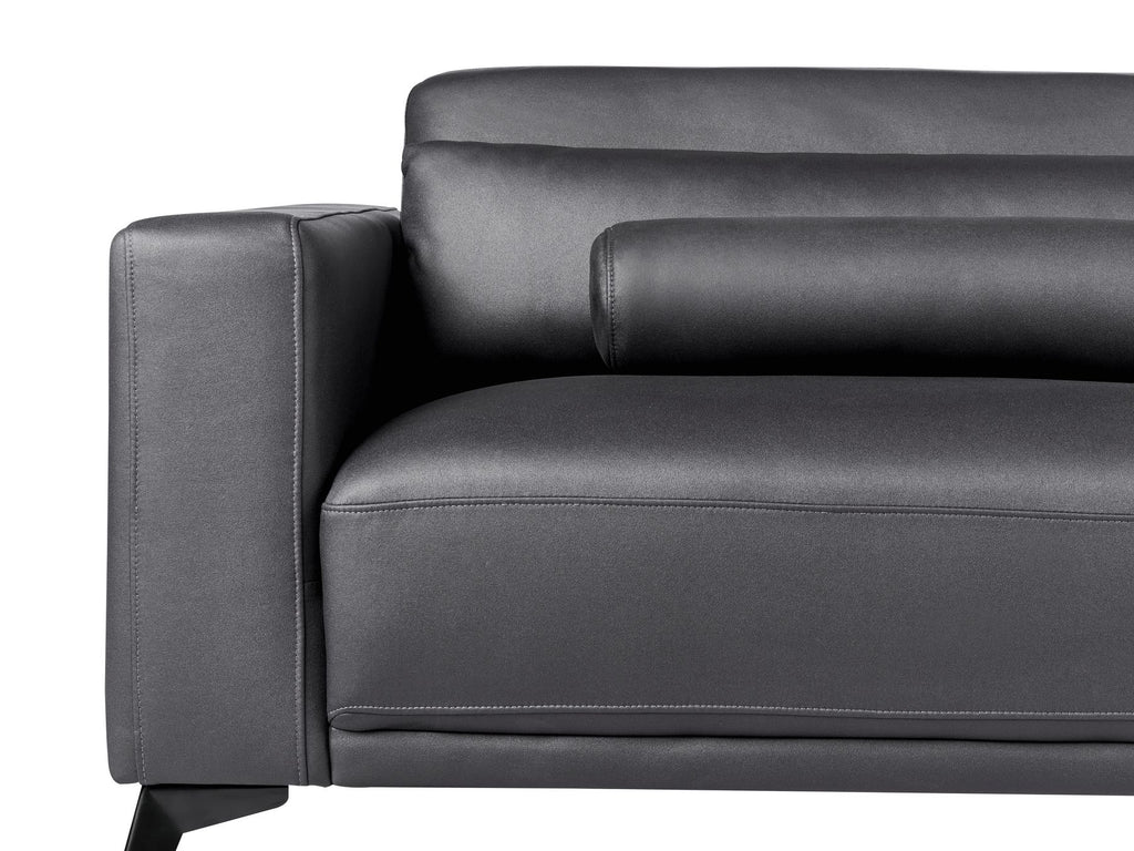 3 Seater Faux Leather Sofa Black ANGE