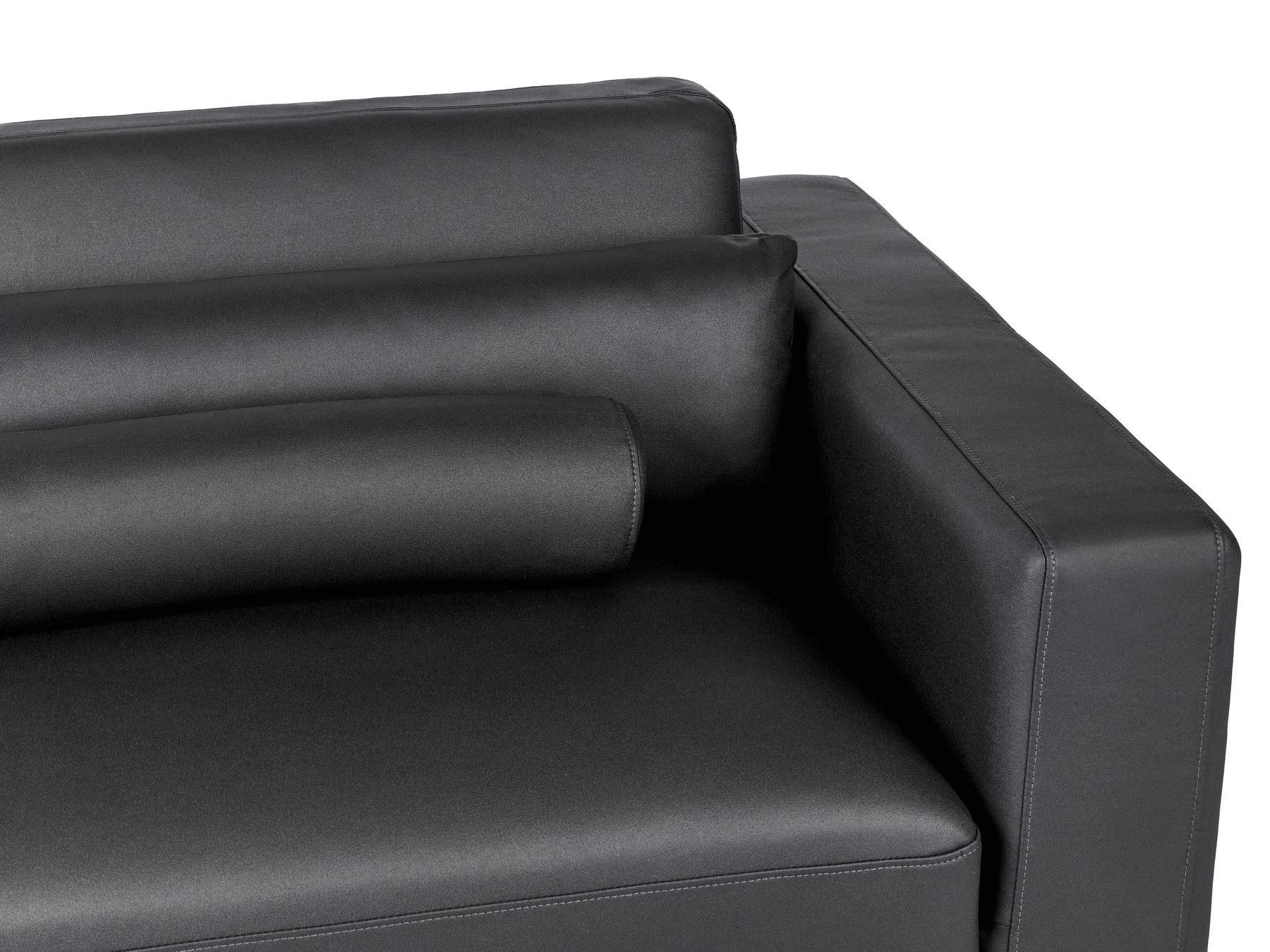 3 Seater Faux Leather Sofa Black ANGE