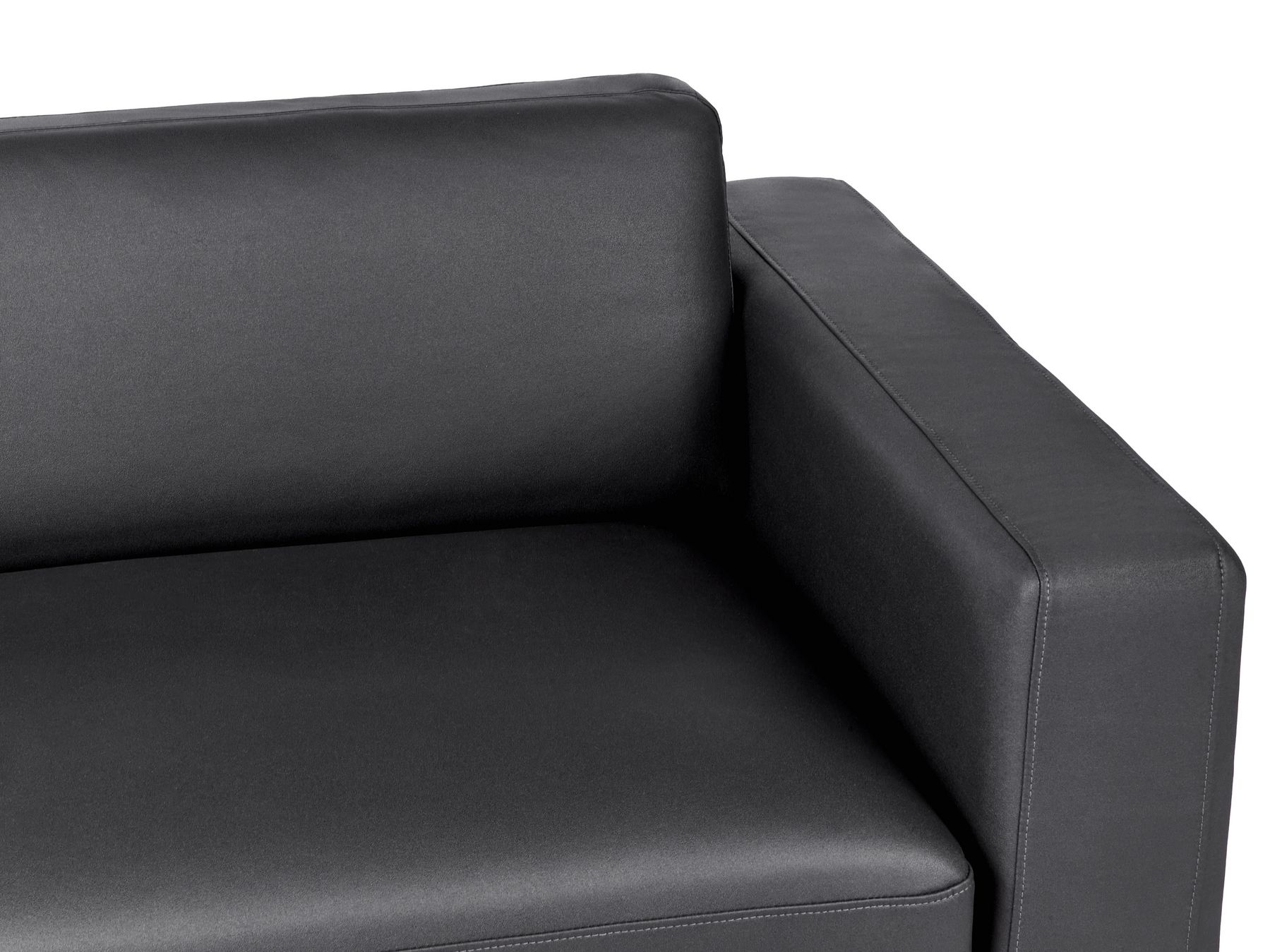 3 Seater Faux Leather Sofa Black ANGE