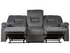 3 Seater Fabric Manual Recliner Sofa Grey BERGEN II