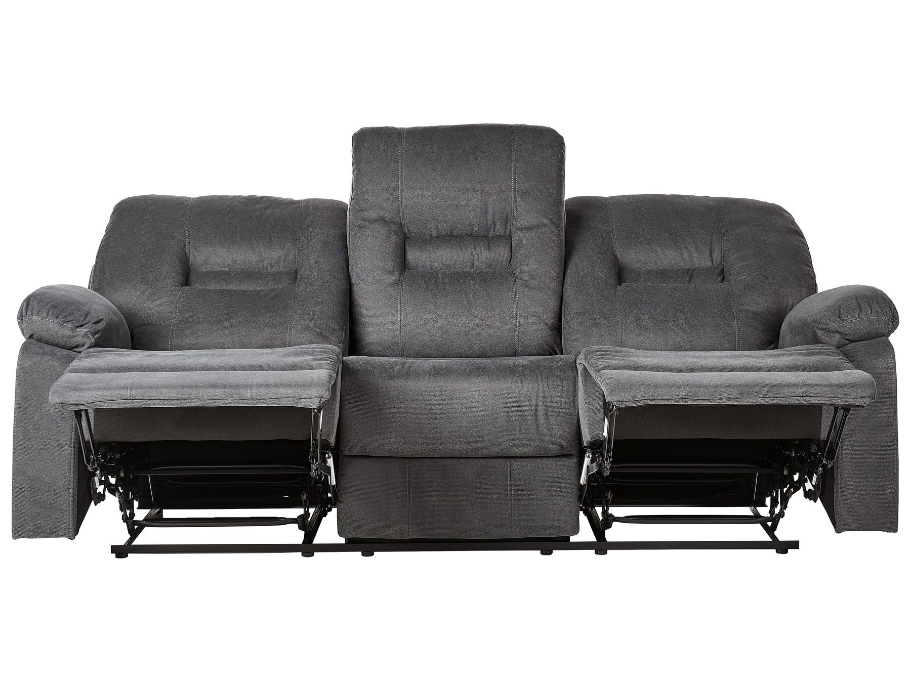 3 Seater Fabric Manual Recliner Sofa Grey BERGEN II