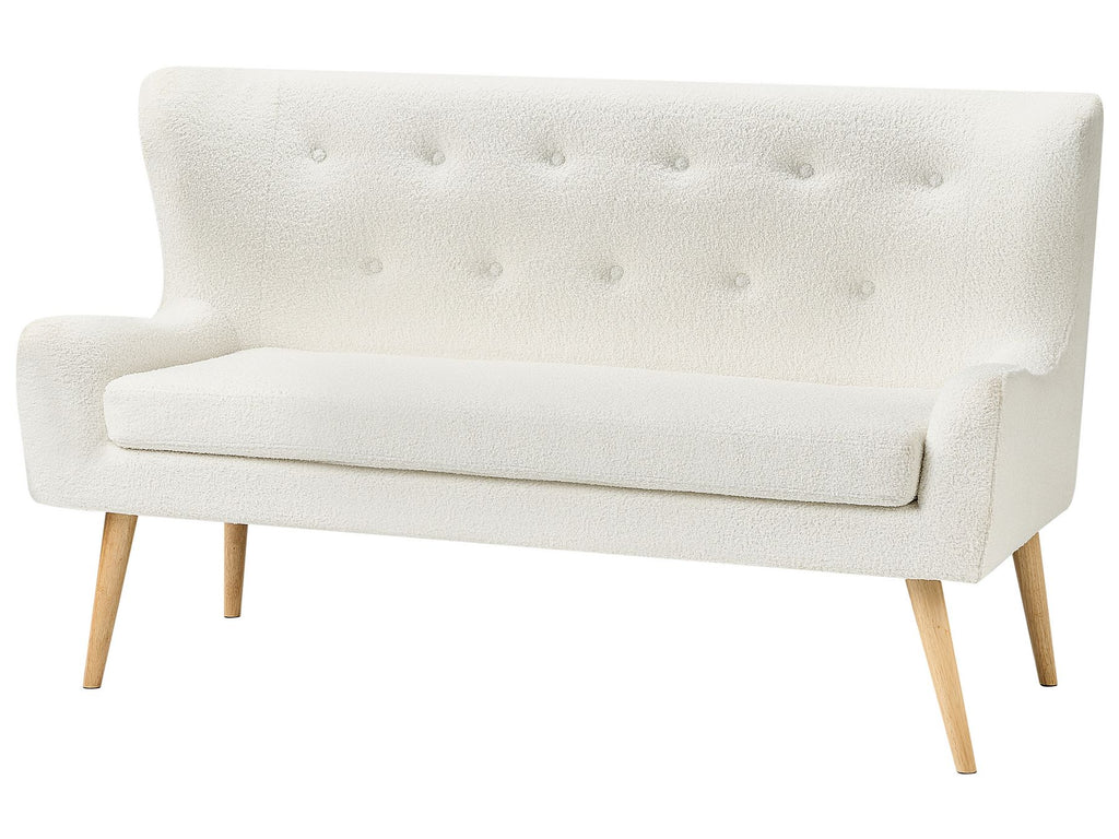 2 Seater Boucle Kitchen Sofa White SKIBBY