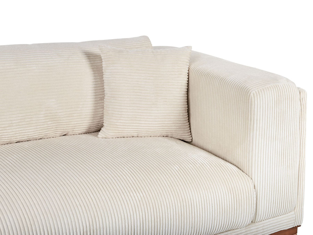 4 Seater Cord Sofa Green Beige VENG