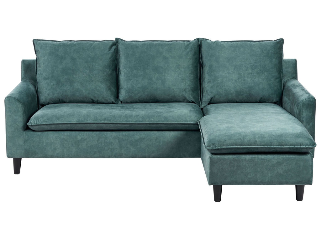 Left Hand Velvet Corner Sofa Teal ELVENES