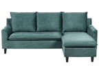 Left Hand Velvet Corner Sofa Teal ELVENES