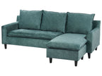 Left Hand Velvet Corner Sofa Teal ELVENES