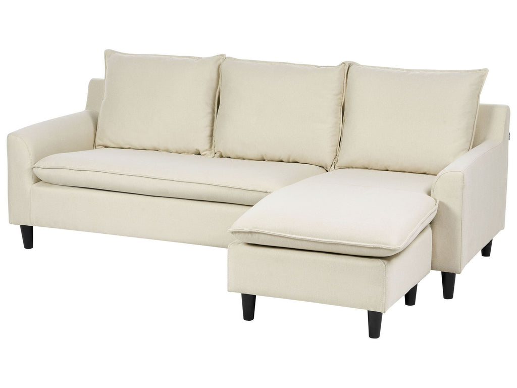 Corner Sofa ELVENES Fabric Light Beige 3 Seater Left Hand