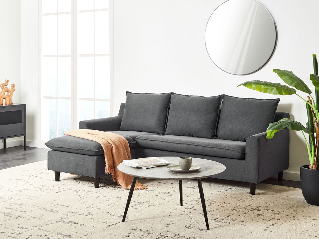 Corner Sofa ELVENES Fabric Dark Grey 3 Seater Right Hand