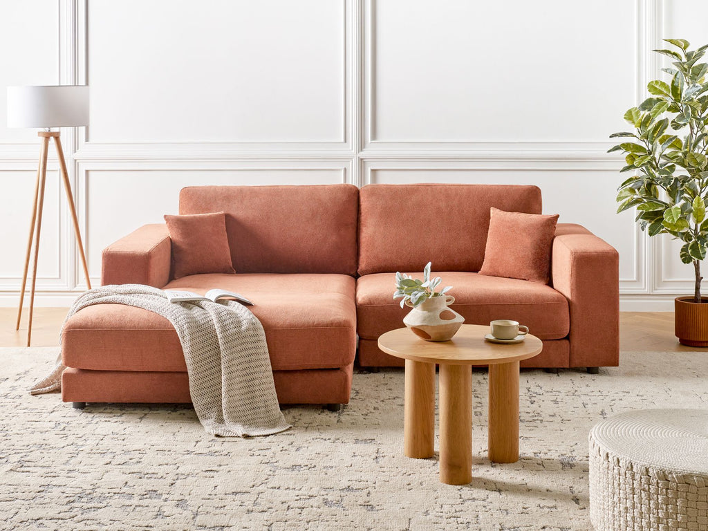 Corner Sofa LOFOTEN Fabric Light Red 3 Seater Right Hand