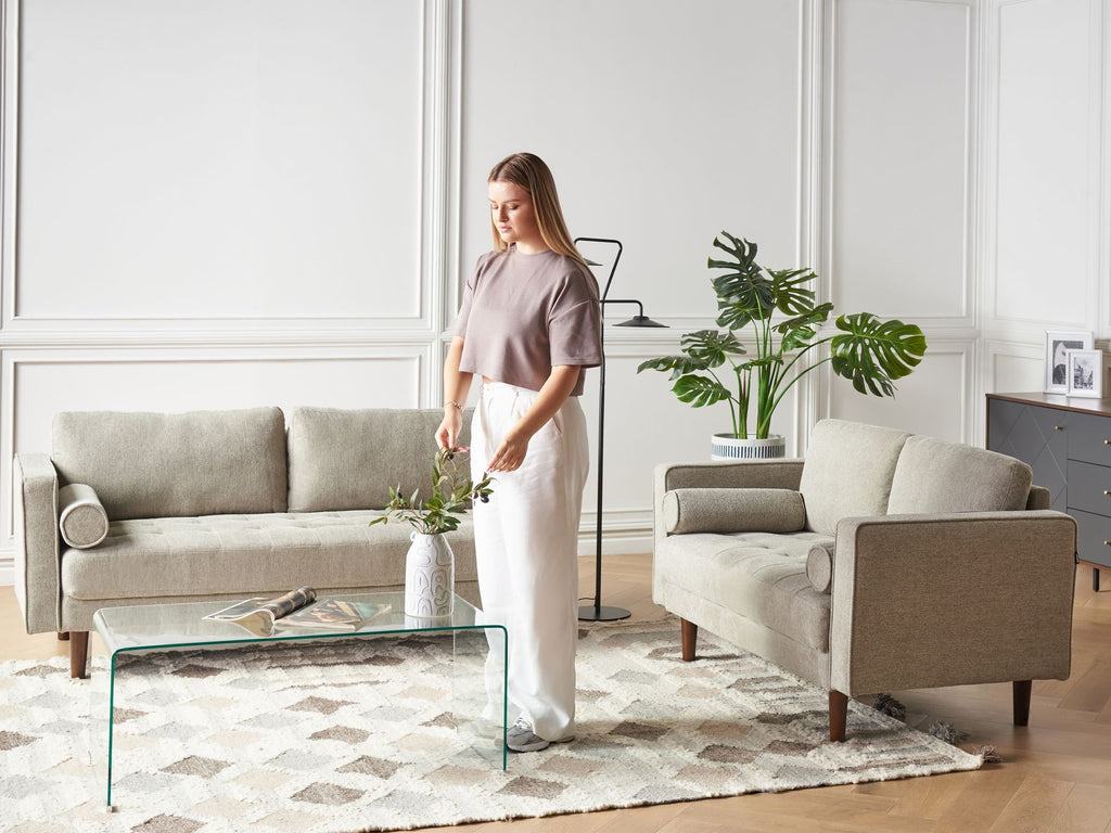 3 Seater Fabric Sofa Taupe NURMO