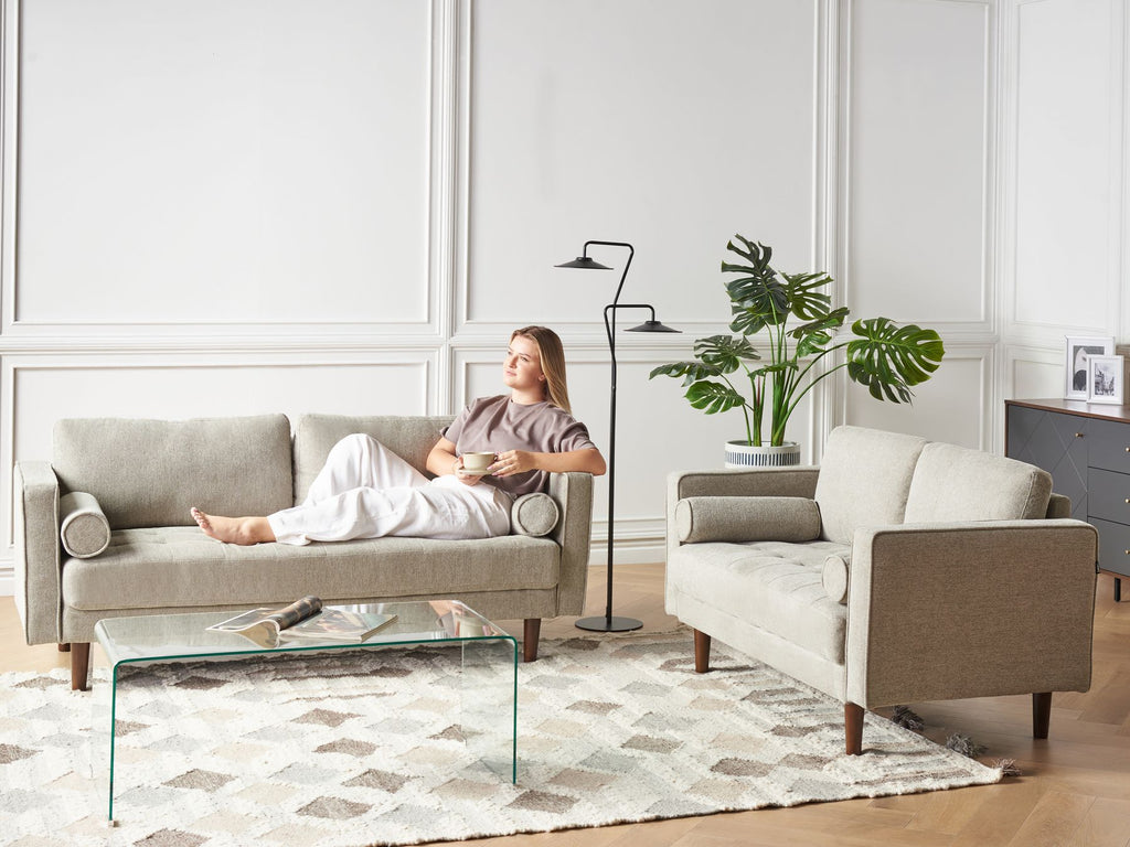 3 Seater Fabric Sofa Taupe NURMO