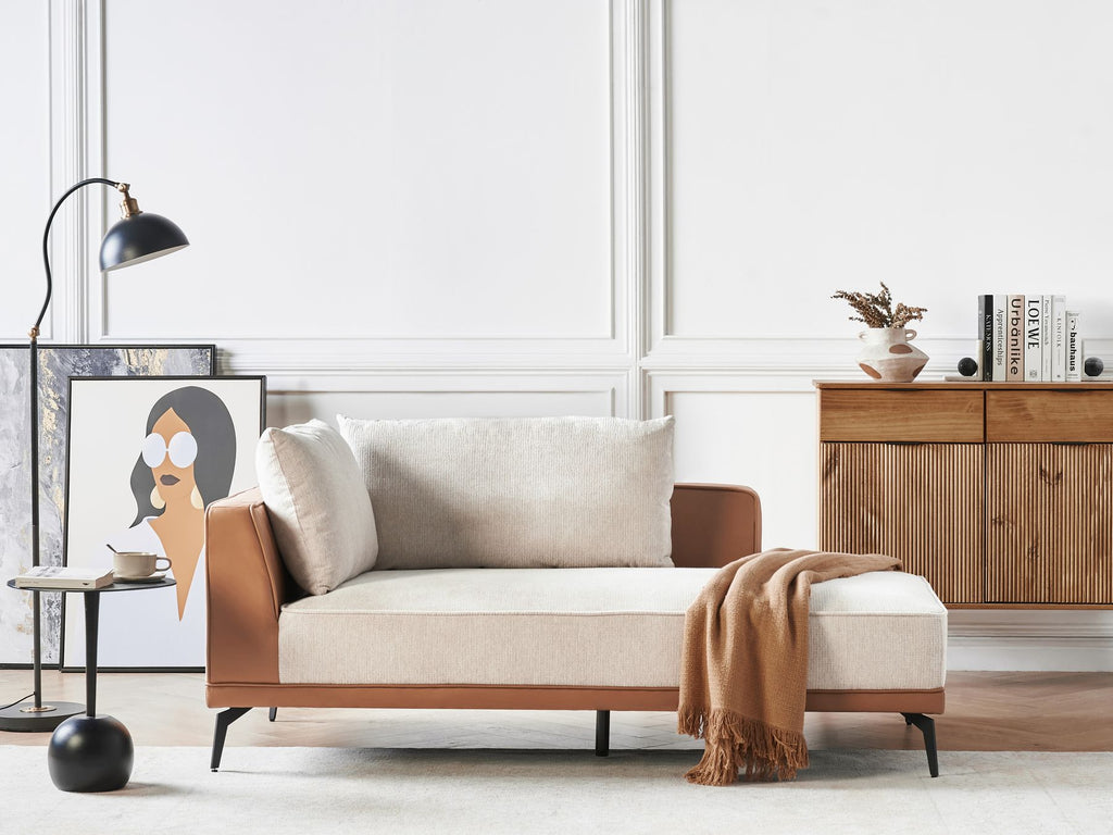 Corner Sofa MYKEN Fabric Light Beige 3 Seater Left Hand