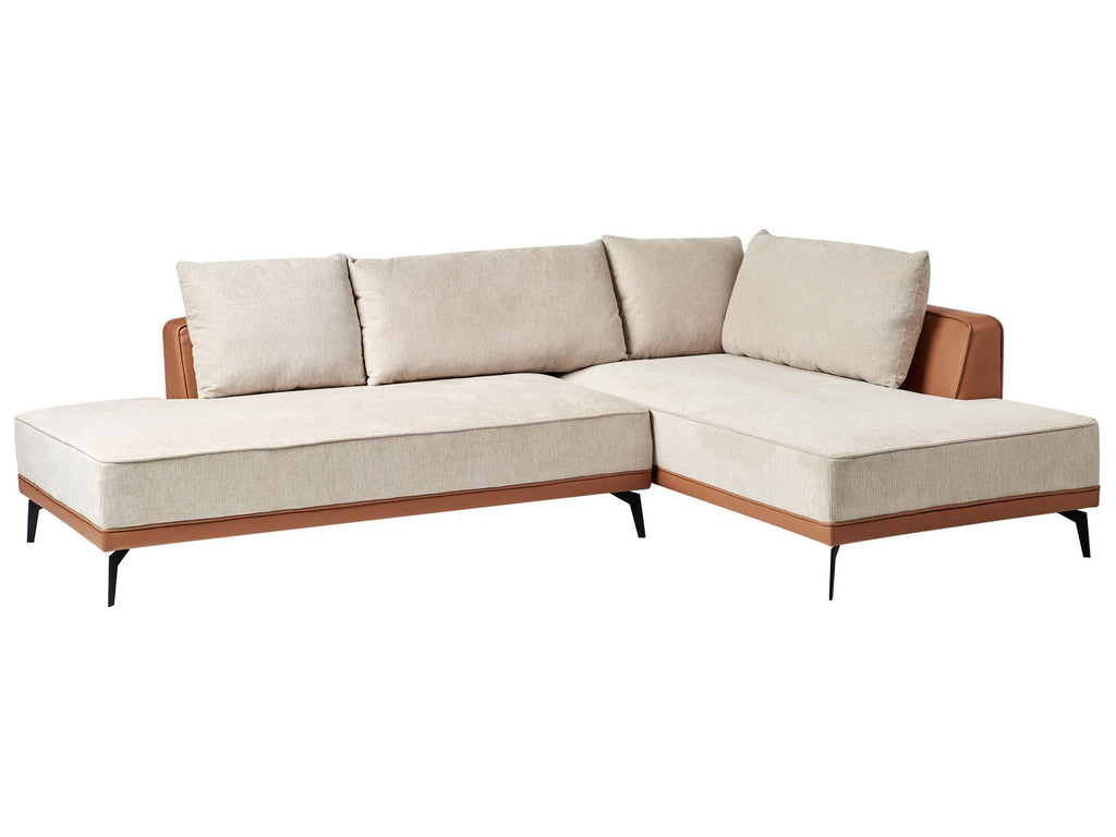 Corner Sofa MYKEN Fabric Light Beige 3 Seater Left Hand