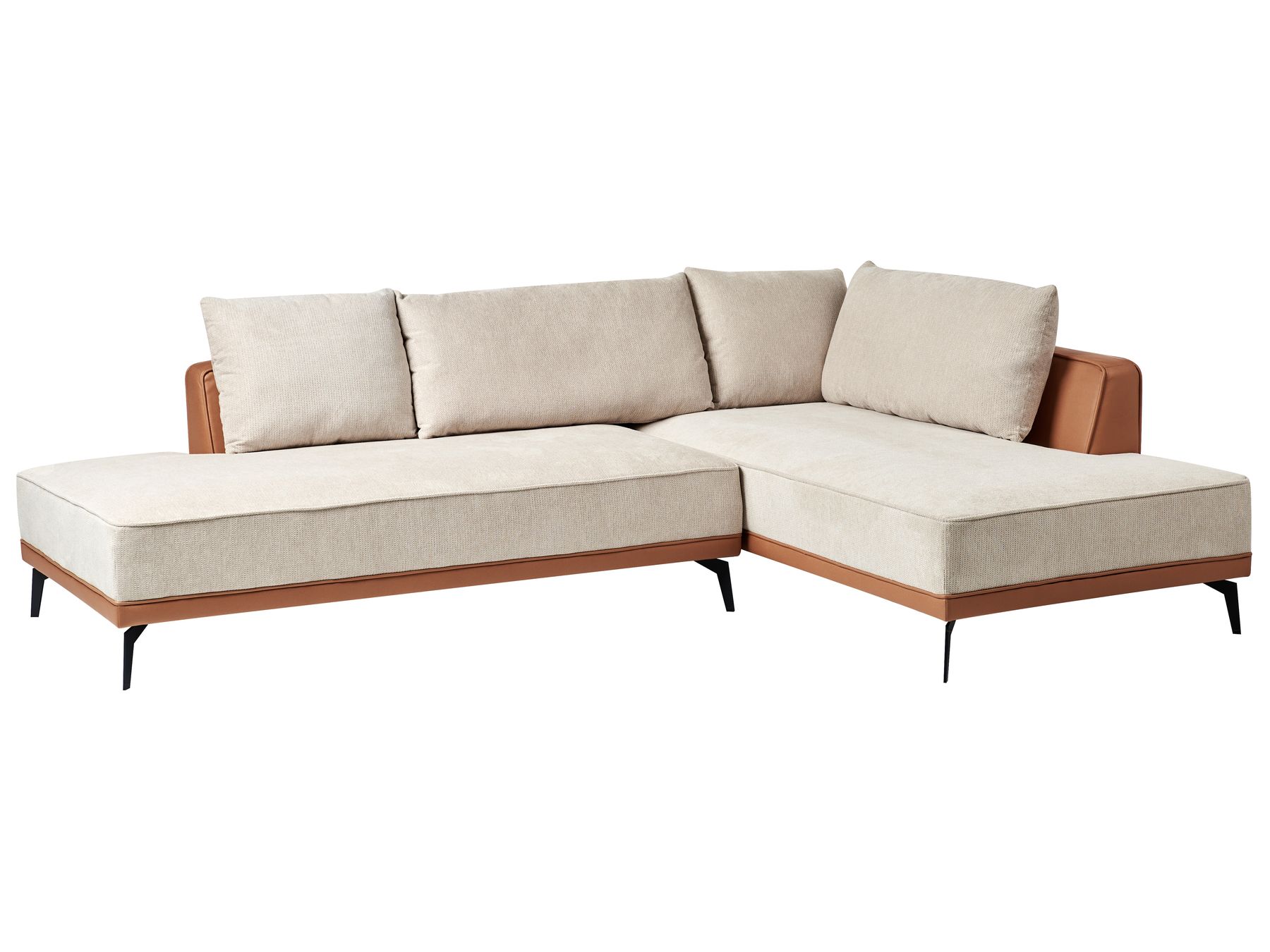 Corner Sofa MYKEN Fabric Light Beige 3 Seater Left Hand