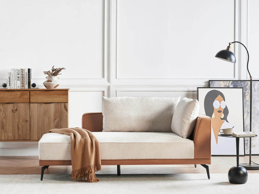 Corner Sofa MYKEN Fabric Light Beige 3 Seater Right Hand